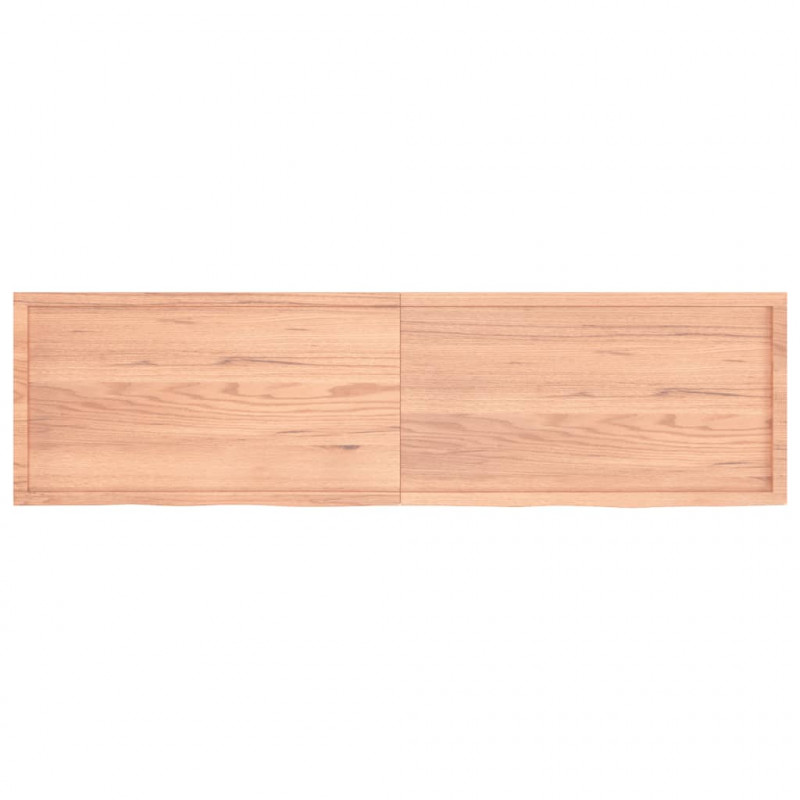 Półka, brązowa, 220x60x(2-4) cm, lakierowane lite drewno dębowe