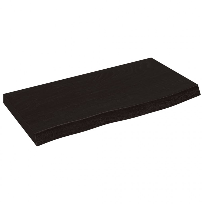 Półka, ciemnobrązowa, 60x30x(2-4) cm, wykończone drewno dębowe