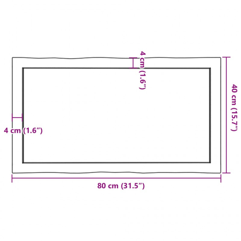 Blat jasnobrązowy 80x40x(2-4) cm, drewno z naturalną krawędzią