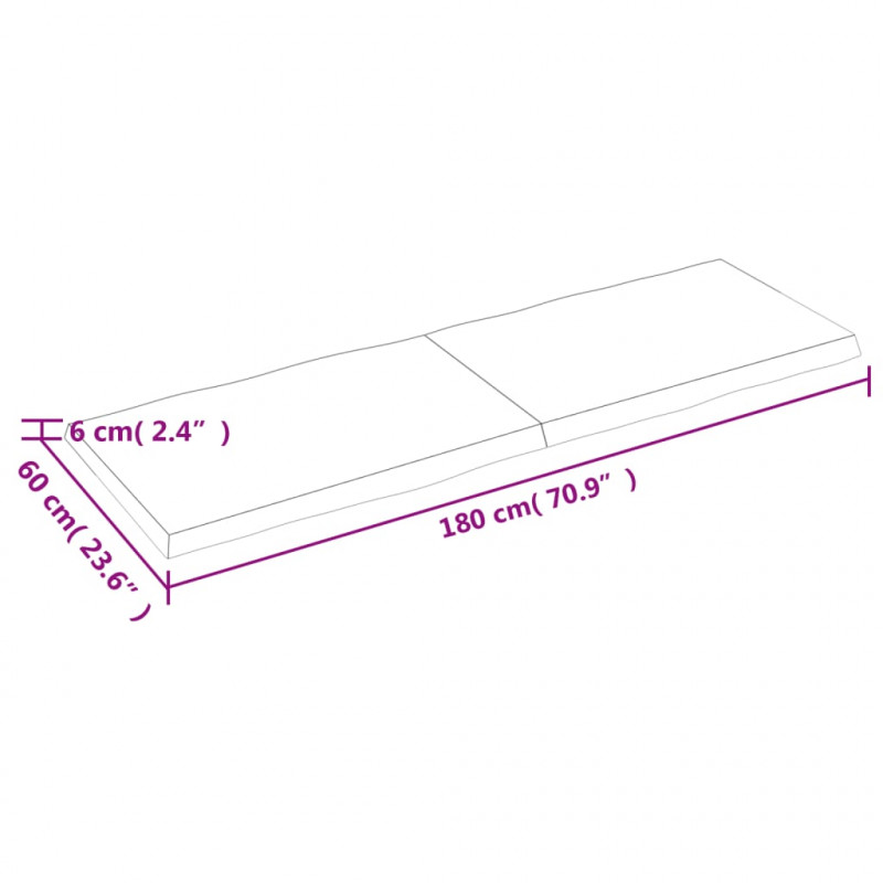 Blat, jasnobrązowy 180x60x(2-6) cm drewno z naturalną krawędzią