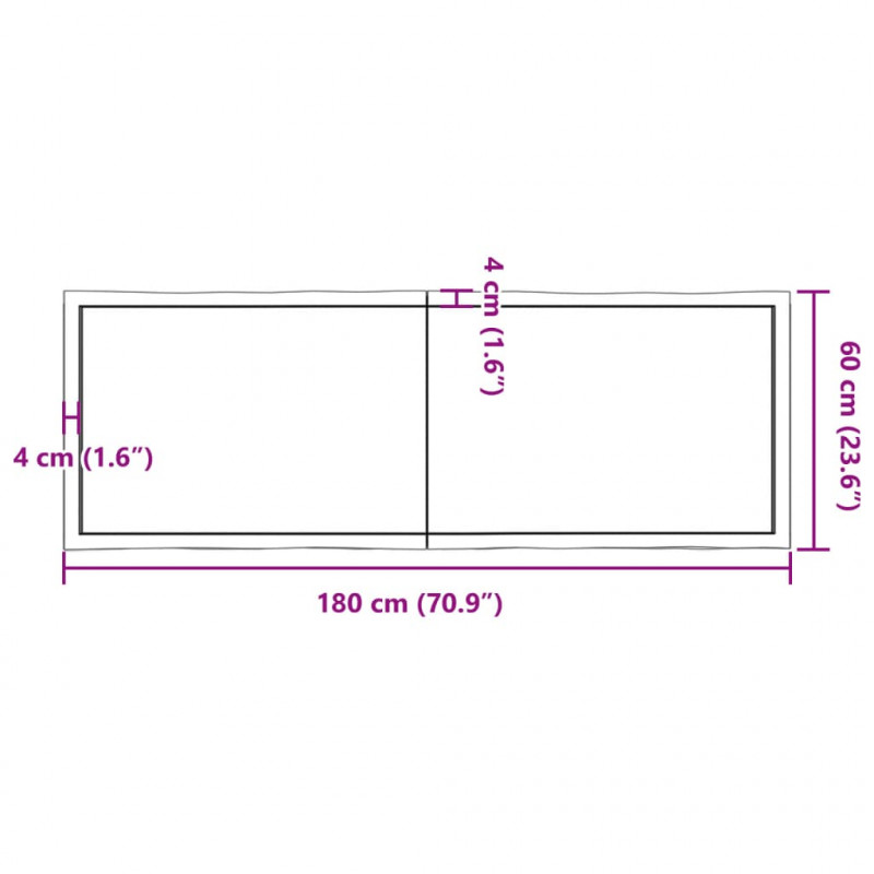 Blat, jasnobrązowy 180x60x(2-6) cm drewno z naturalną krawędzią