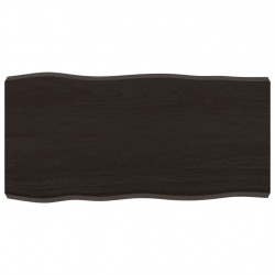 Blat, ciemnobrązowy 80x40x(2-6) cm drewno z naturalną krawędzią