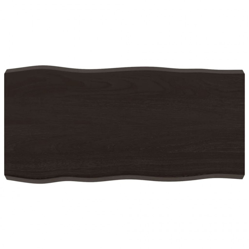 Blat, ciemnobrązowy 80x40x(2-6) cm drewno z naturalną krawędzią
