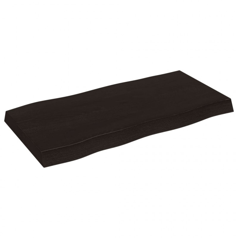 Blat, ciemnobrązowy 80x40x(2-6) cm drewno z naturalną krawędzią