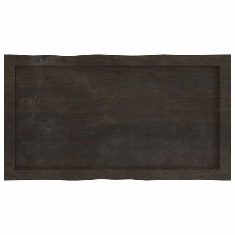 Blat, ciemnobrązowy 80x40x(2-6) cm drewno z naturalną krawędzią