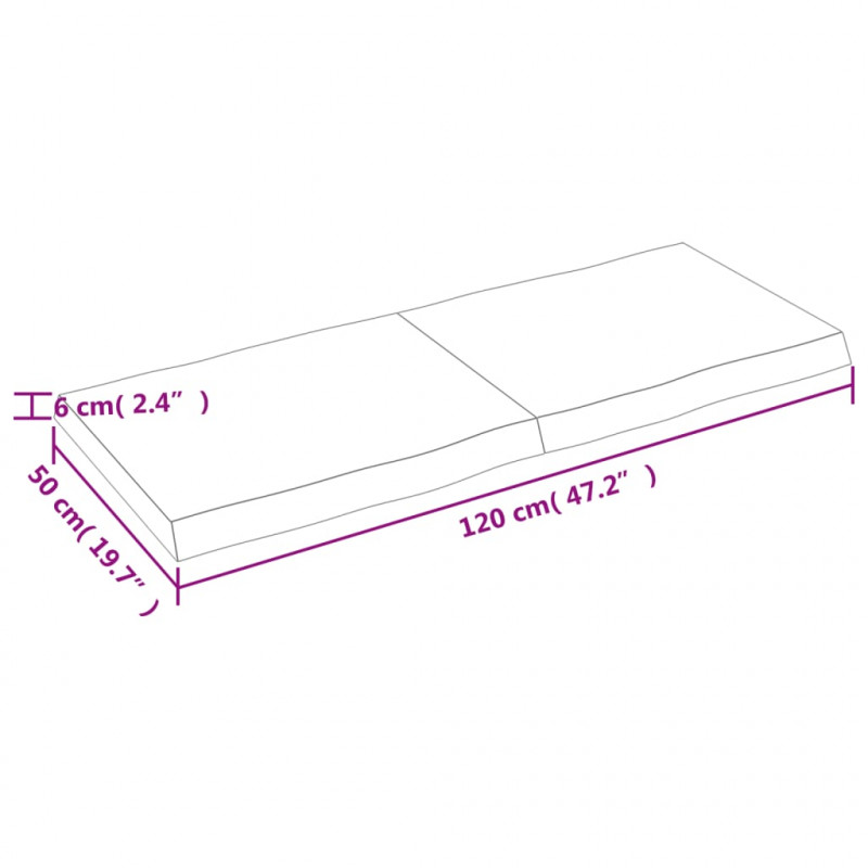 Blat ciemnobrązowy 120x50x(2-6) cm drewno z naturalną krawędzią