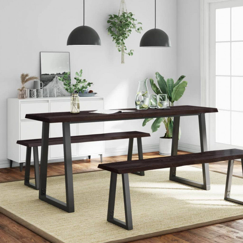 Blat, ciemnobrązowy 180x60x(2-4)cm drewno z naturalną krawędzią