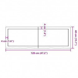 Blat stołu, 120x40x(2-4) cm, surowe lite drewno dębowe