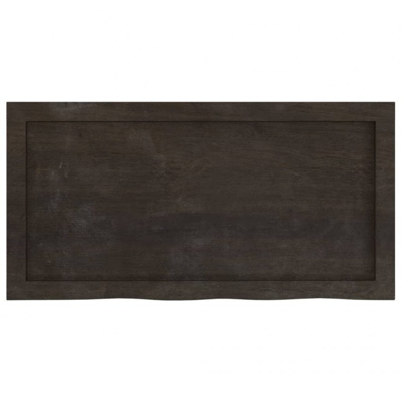 Blat stołu, ciemnobrązowy, 80x40x(2-6) cm, lite drewno dębowe