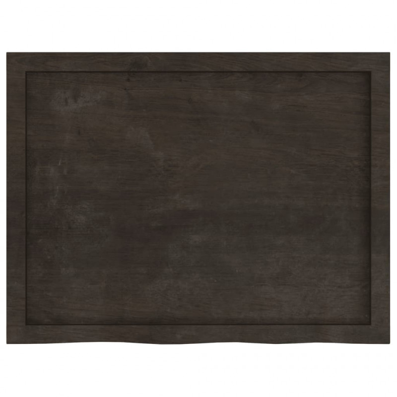Blat stołu, ciemnobrązowy, 80x60x(2-6) cm, lite drewno dębowe