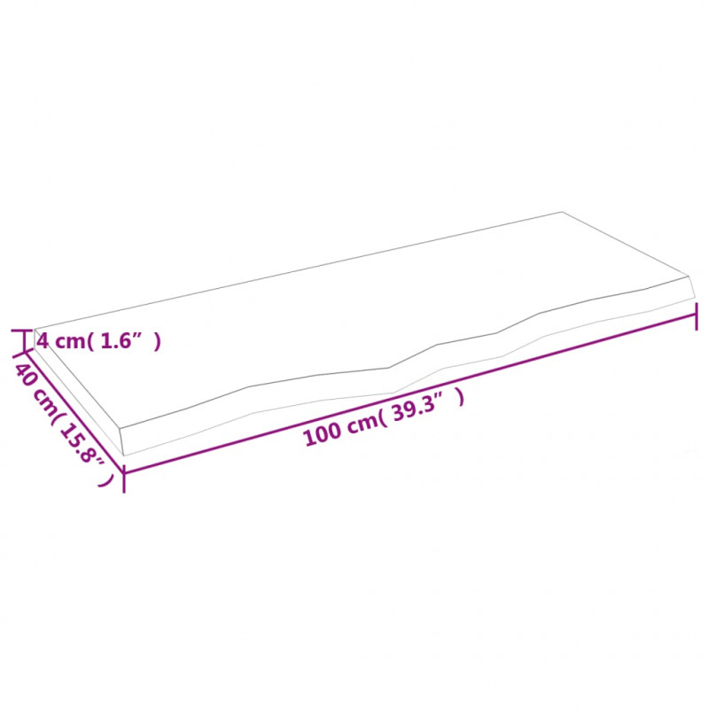 Blat stołu, ciemnobrązowy, 100x40x(2-4) cm, lite drewno dębowe