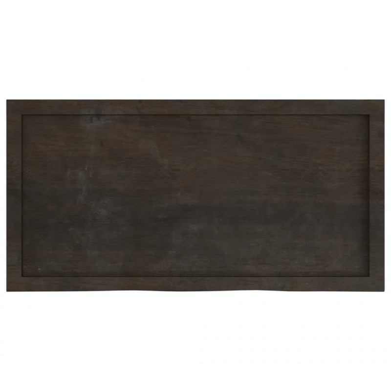 Blat stołu, ciemnobrązowy, 100x50x(2-6) cm, lite drewno dębowe
