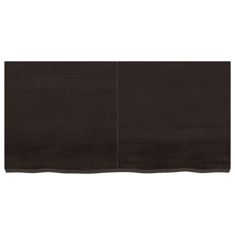 Blat stołu, ciemnobrązowy, 120x60x(2-6) cm, lite drewno dębowe