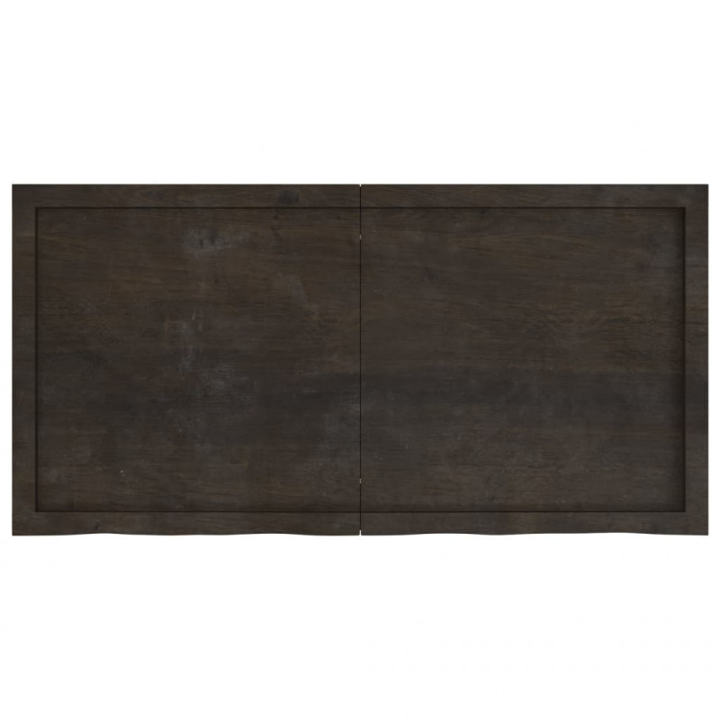 Blat stołu, ciemnobrązowy, 120x60x(2-6) cm, lite drewno dębowe