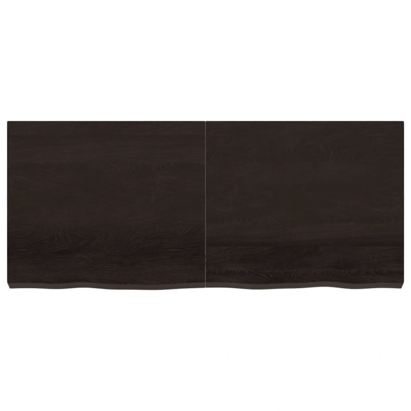 Blat stołu, ciemnobrązowy, 140x60x(2-6) cm, lite drewno dębowe