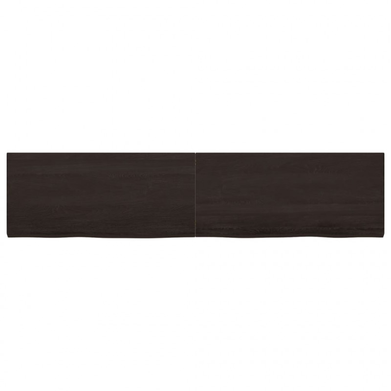 Blat stołu, ciemnobrązowy, 220x50x(2-4) cm, lite drewno dębowe