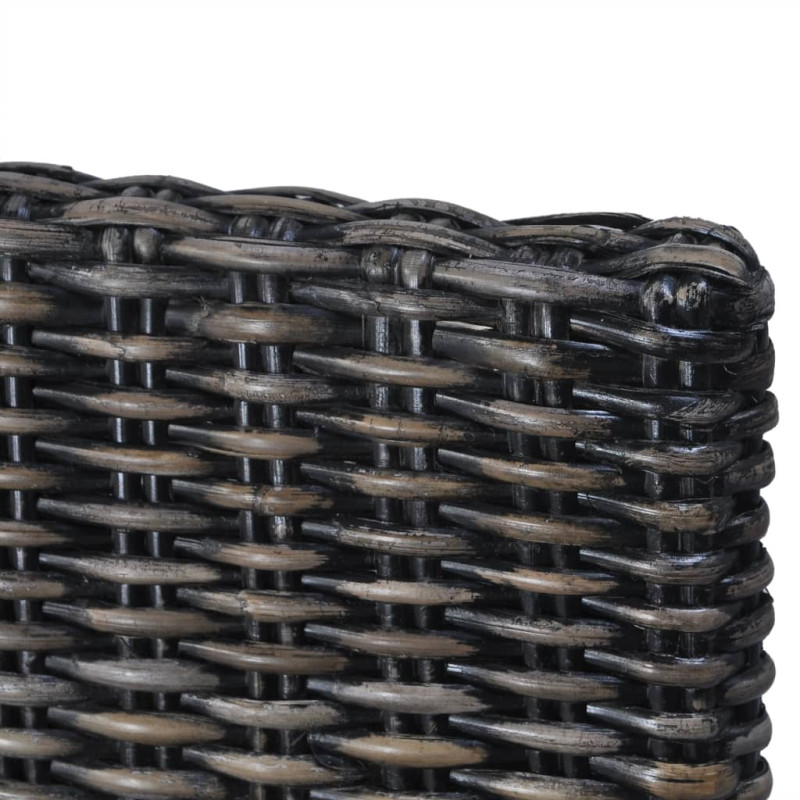 Krzesła stołowe, 2 szt., czarne, rattan Kubu i drewno mango