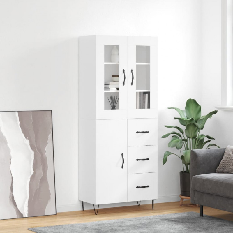 Witrynka biała połysk 69,5x34x180 cm materiał drewnopochodny