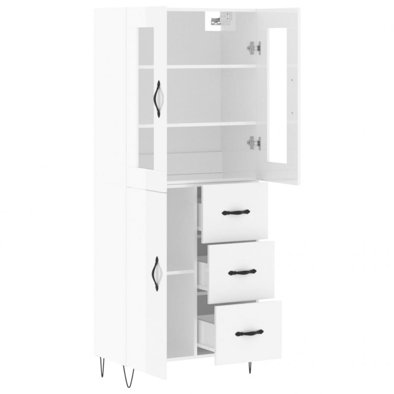 Witrynka biała połysk 69,5x34x180 cm materiał drewnopochodny