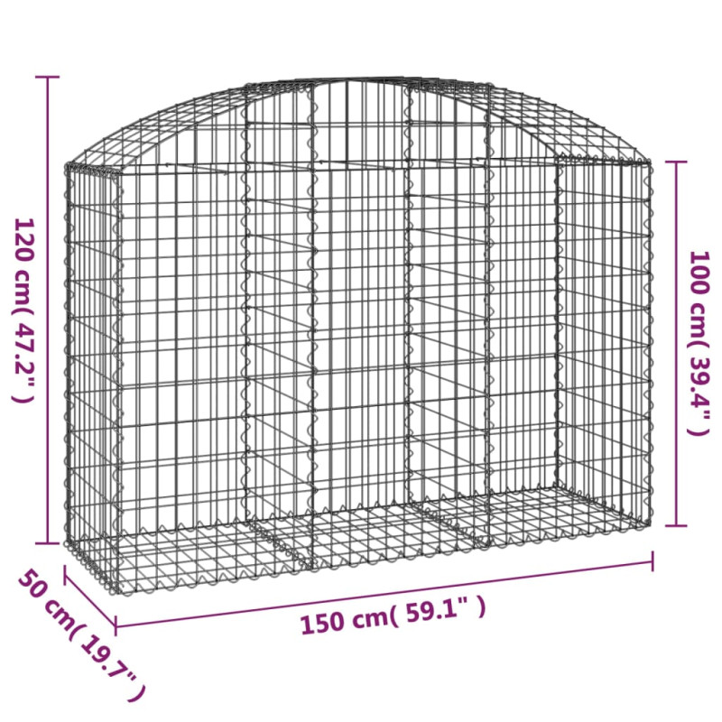 Łukowaty kosz gabionowy 150x50x100/120 cm, galwanizowane żelazo