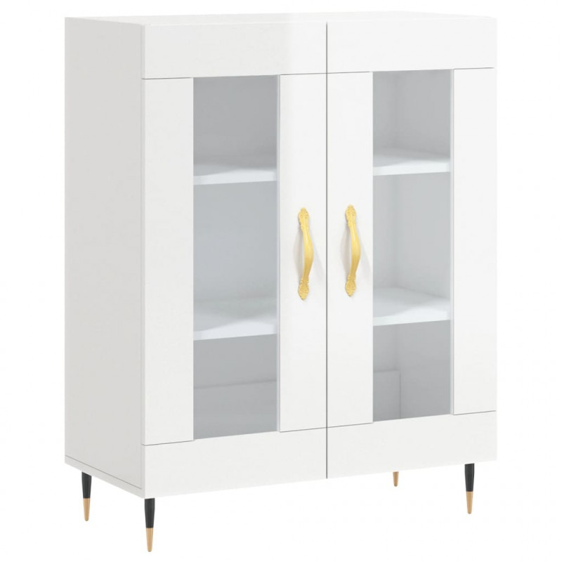 Witrynka biała połysk 69,5x34x180 cm materiał drewnopochodny