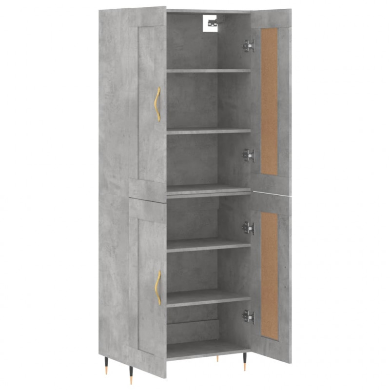 Witrynka, szarość betonu 69,5x34x180 cm materiał drewnopochodny