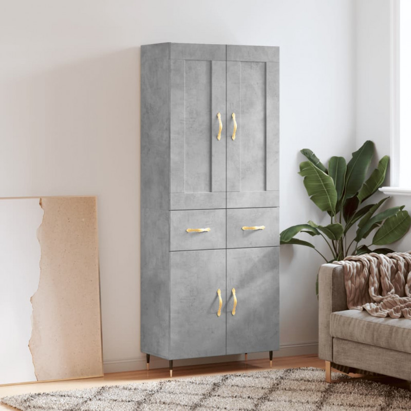 Witrynka, szarość betonu 69,5x34x180 cm materiał drewnopochodny