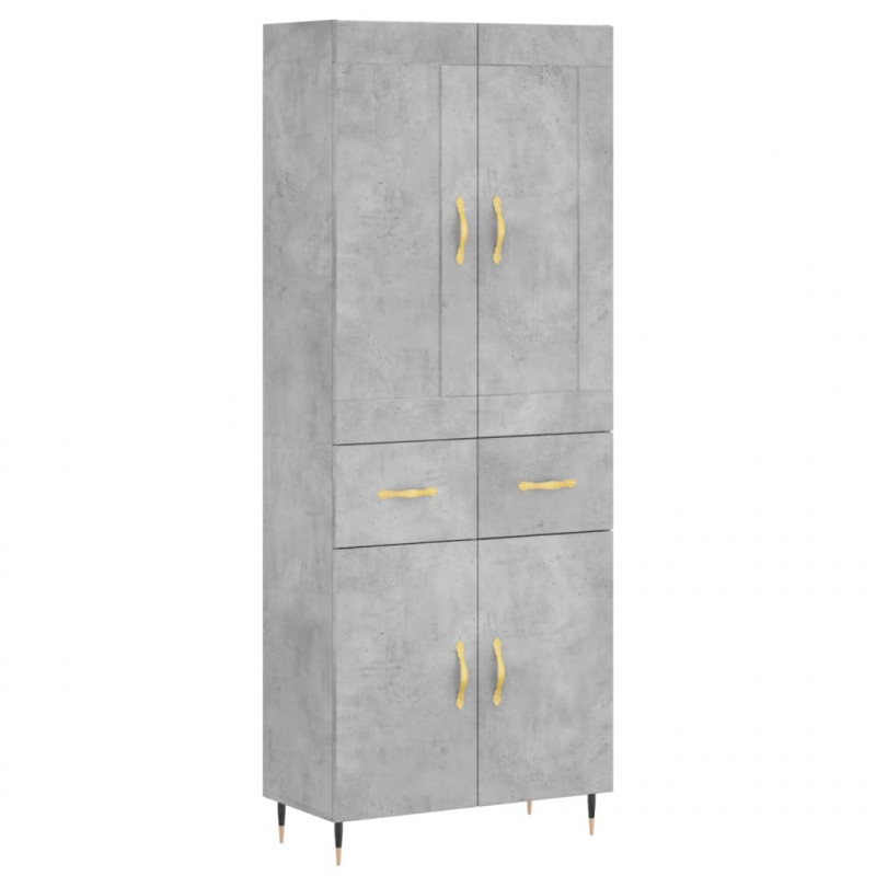 Witrynka, szarość betonu 69,5x34x180 cm materiał drewnopochodny