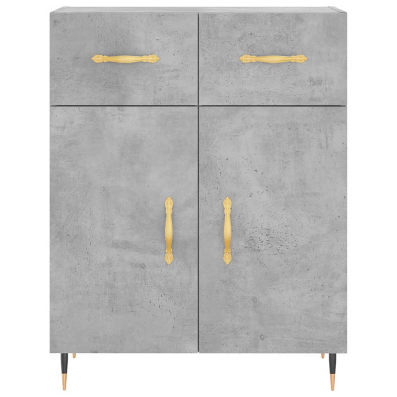 Witrynka, szarość betonu 69,5x34x180 cm materiał drewnopochodny