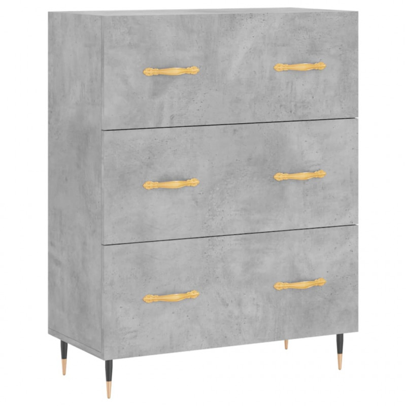 Witrynka, szarość betonu 69,5x34x180 cm materiał drewnopochodny