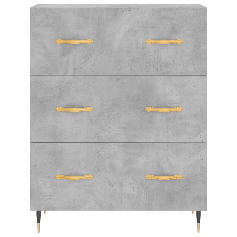 Witrynka, szarość betonu 69,5x34x180 cm materiał drewnopochodny
