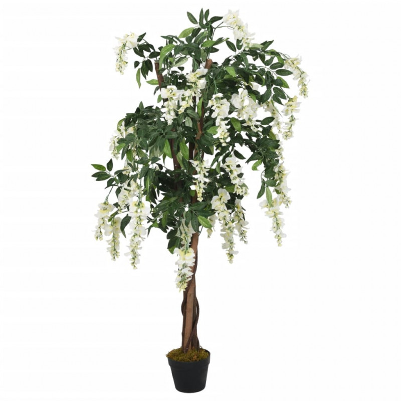 Sztuczna wisteria, 1260 liści, 180 cm, zielono-biała