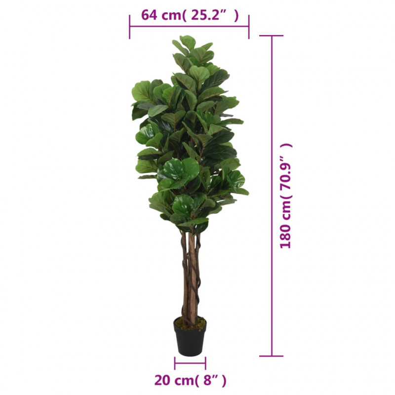 Sztuczny figowiec dębolistny, 232 liście, 180 cm, zielony