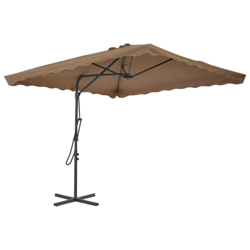 Parasol ogrodowy na słupku stalowym, 250 x 250 cm, kolor taupe