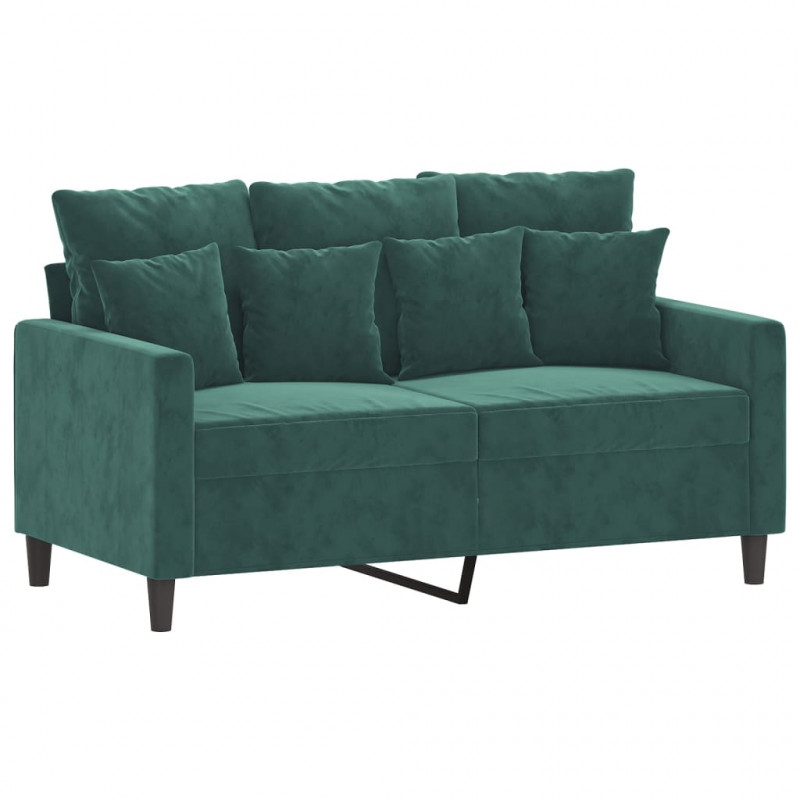 Sofa 2-osobowa, ciemnozielona, 120 cm, tapicerowana aksamitem