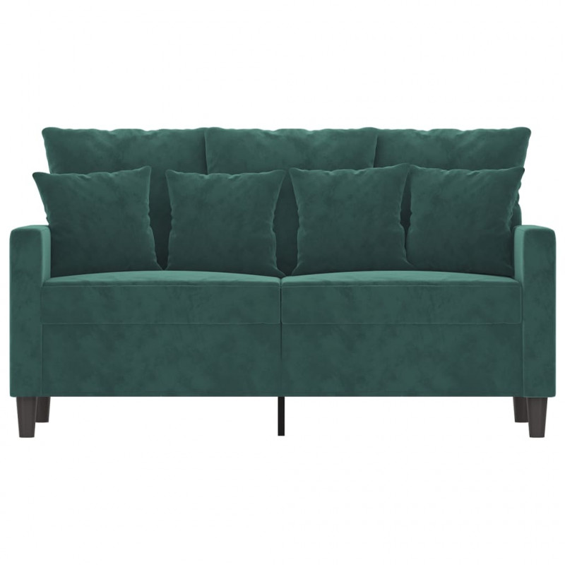 Sofa 2-osobowa, ciemnozielona, 120 cm, tapicerowana aksamitem