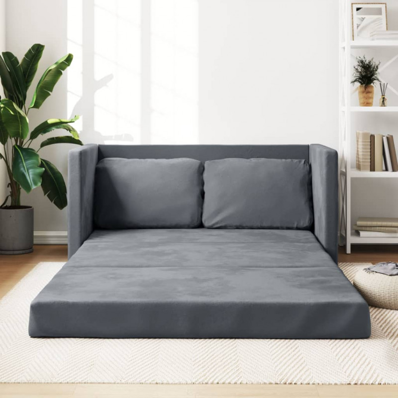 Sofa podłogowa 2-w-1, ciemnoszara, 122x204x55 cm, aksamit