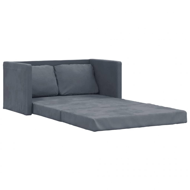 Sofa podłogowa 2-w-1, ciemnoszara, 122x204x55 cm, aksamit
