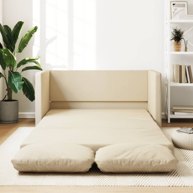 Sofa podłogowa 2-w-1, kremowa, 112x174x55 cm, tkanina