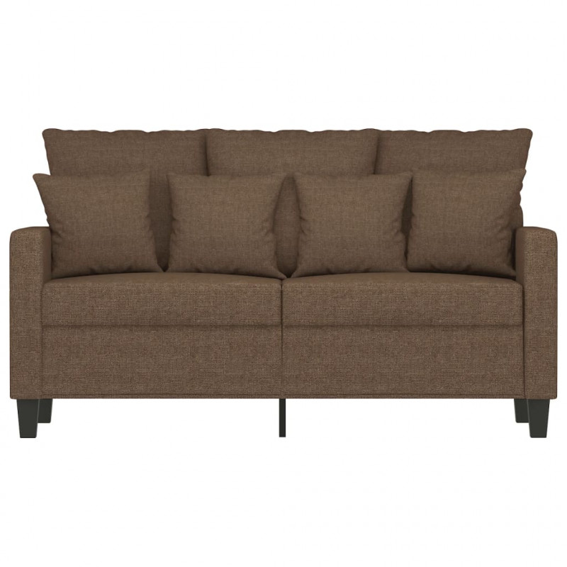 Sofa 2-osobowa, brązowa, 120 cm, tapicerowana tkaniną