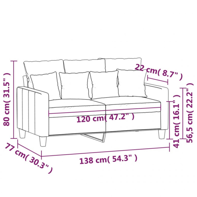 Sofa 2-osobowa, brązowa, 120 cm, tapicerowana tkaniną