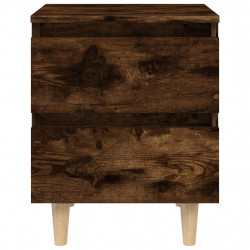 Szafki nocne, drewniane nóżki 2 szt przydymiony dąb 40x35x50 cm