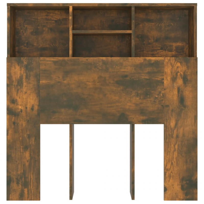 Wezgłowie łóżka z półkami, przydymiony dąb, 100x19x103,5 cm