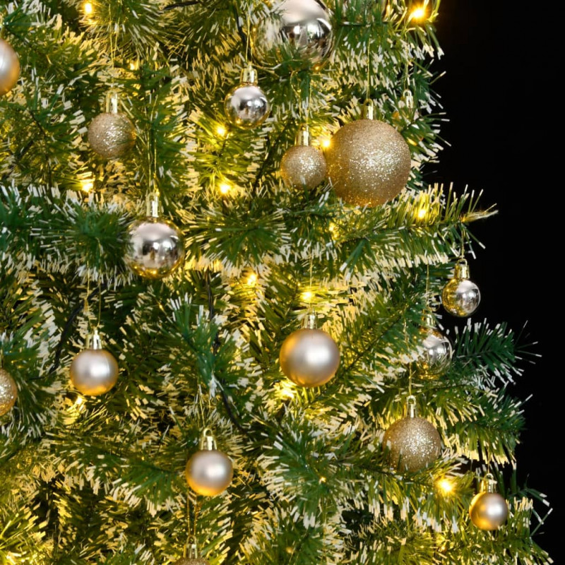 Sztuczna choinka z 300 LED, bombkami i śniegiem, 180 cm