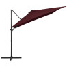 Parasol wiszący z LED, bordowy, 250x250 cm