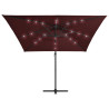 Parasol wiszący z LED, bordowy, 250x250 cm
