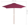 Parasol ogrodowy na drewnianym słupku, 270 cm, bordowy