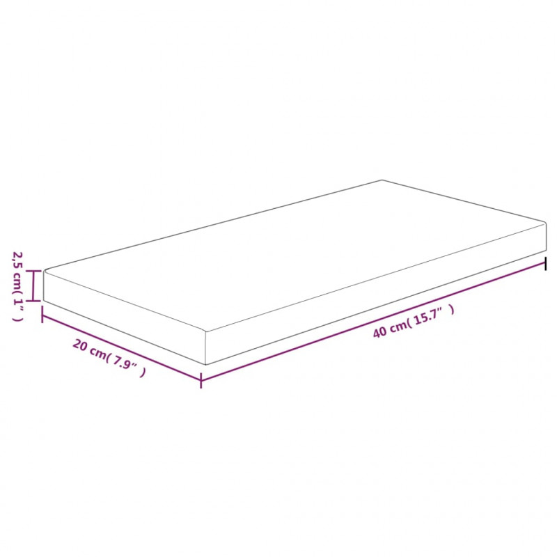 Półka, 40x20x2,5 cm, surowe lite drewno dębowe