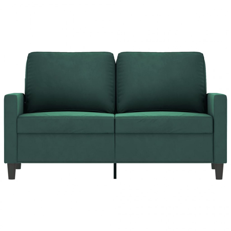Sofa 2-osobowa, ciemnozielona, 120 cm, tapicerowana aksamitem