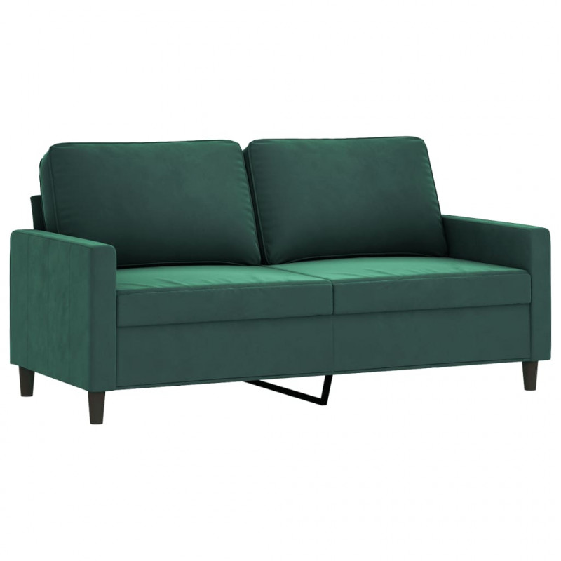 Sofa 2-osobowa, ciemnozielona, 140 cm, tapicerowana aksamitem
